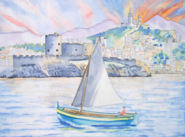 Painting titled "Aquarelle originale…" by Isabelle Redonnet, Original Artwork, Watercolor