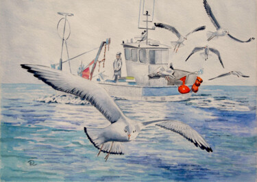 Painting titled "AQUARELLE originale…" by Isabelle Redonnet, Original Artwork, Watercolor