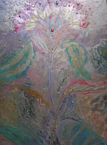 Картина под названием "Dans le jardin2" - Isabelle Rene, Подлинное произведение искусства, Масло Установлен на Деревянная ра…