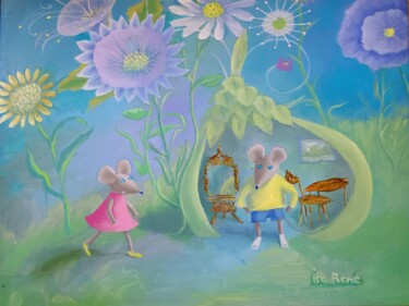 Картина под названием "Lili et Lulu" - Isabelle Rene, Подлинное произведение искусства, Масло Установлен на Деревянная рама…