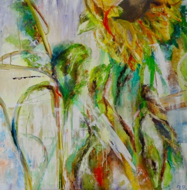 Painting titled "tournesol" by Isabelle Reygaerts, Original Artwork, Oil