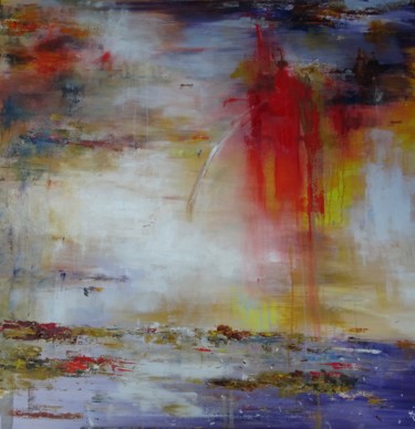 Painting titled "tombé de soleil" by Isabelle Reygaerts, Original Artwork, Oil Mounted on Wood Stretcher frame