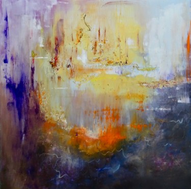 Painting titled "ciel en fête" by Isabelle Reygaerts, Original Artwork, Oil