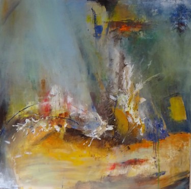 Painting titled "paysage imaginaire" by Isabelle Reygaerts, Original Artwork, Oil