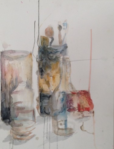 Peinture intitulée "matériel de peinture" par Isabelle Reygaerts, Œuvre d'art originale, Aquarelle