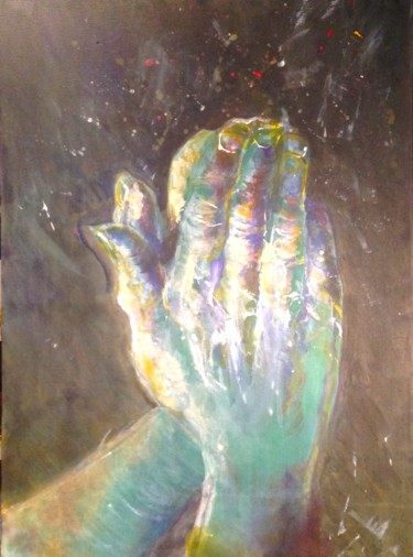 Peinture intitulée "les mains jointes" par Isabelle Reygaerts, Œuvre d'art originale, Acrylique