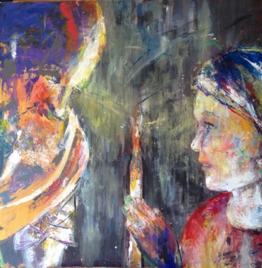 Картина под названием "le père et le fils" - Isabelle Reygaerts, Подлинное произведение искусства, Акрил