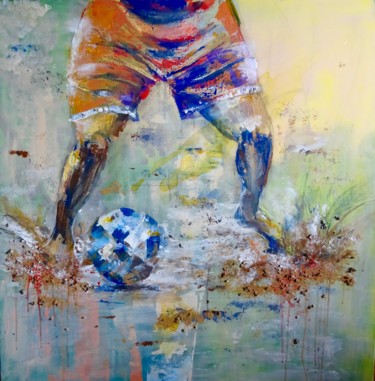 Painting titled "fou d'foot" by Isabelle Reygaerts, Original Artwork, Acrylic