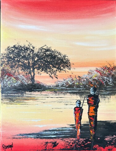 Malarstwo zatytułowany „Paysage africain” autorstwa Isabelle Romand, Oryginalna praca, Olej