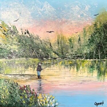 Картина под названием "Le pêcheur" - Isabelle Romand, Подлинное произведение искусства, Масло