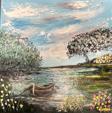 Pintura titulada "Bord de mer" por Isabelle Romand, Obra de arte original, Oleo