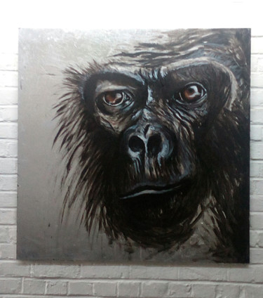Painting titled "Primates I" by Isabelle Roye, Original Artwork, Oil