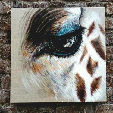 Painting titled "Girafe" by Isabelle Roye, Original Artwork, Oil