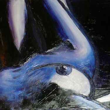 Картина под названием "Nu bleu" - Isabelle Roye, Подлинное произведение искусства, Масло