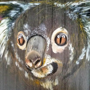 Painting titled "KOALA sur panneau E…" by Isabelle Roye, Original Artwork, Oil