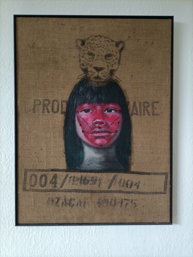 "Peau rouge" başlıklı Tablo Isabelle Roye tarafından, Orijinal sanat, Petrol Ahşap panel üzerine monte edilmiş