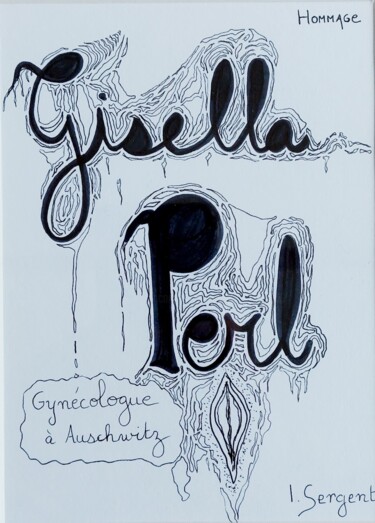 Drawing titled "Gisella Perl" by Isabelle Sergent, Original Artwork, Marker Mounted on Other rigid panel