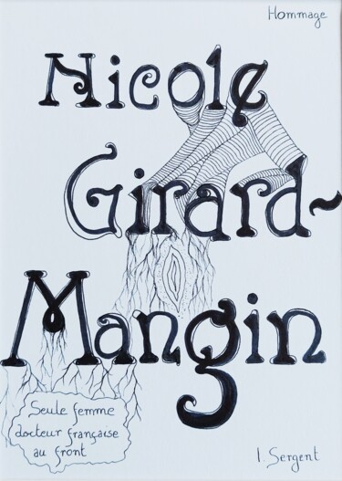 Zeichnungen mit dem Titel "Nicole Girard-Mangin" von Isabelle Sergent, Original-Kunstwerk, Marker