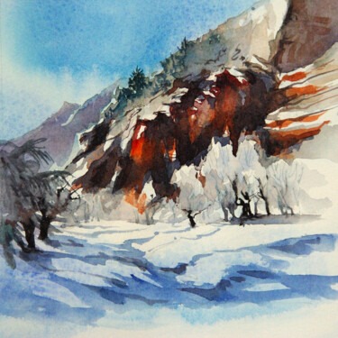 Peinture intitulée "13x13-f1-39" par Isabelle Seruch Capouillez, Œuvre d'art originale, Aquarelle