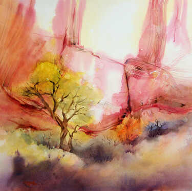 Painting titled "36x36-f4-18" by Isabelle Seruch Capouillez, Original Artwork, Watercolor