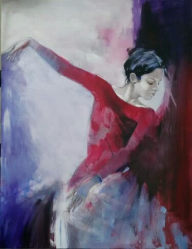 Картина под названием "gestuelle 2" - Isabelle Seruch Capouillez, Подлинное произведение искусства, Акрил