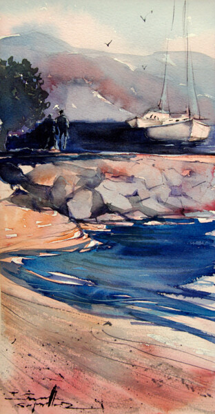 Painting titled "Hyères 1" by Isabelle Seruch Capouillez, Original Artwork, Watercolor