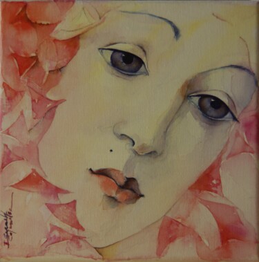 Peinture intitulée "Portrait fleurs" par Isabelle Seruch Capouillez, Œuvre d'art originale, Acrylique