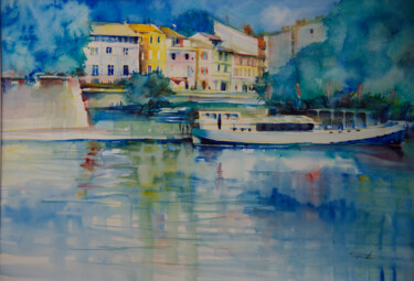 Painting titled "Toulouse Quai de la…" by Isabelle Seruch Capouillez, Original Artwork, Watercolor