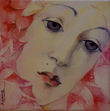 Painting titled "femme fleur" by Isabelle Seruch Capouillez, Original Artwork