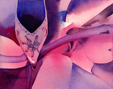 Peinture intitulée "Babouche en étoile" par Isabelle Seruch Capouillez, Œuvre d'art originale, Aquarelle
