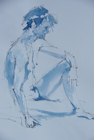 Drawing titled "Croquis J" by Isabelle Seruch Capouillez, Original Artwork, Ink