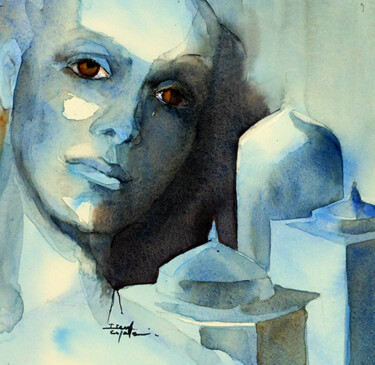 Painting titled "N°2" by Isabelle Seruch Capouillez, Original Artwork, Watercolor