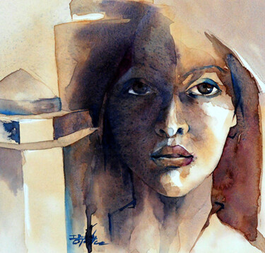 Painting titled "N°3" by Isabelle Seruch Capouillez, Original Artwork, Watercolor