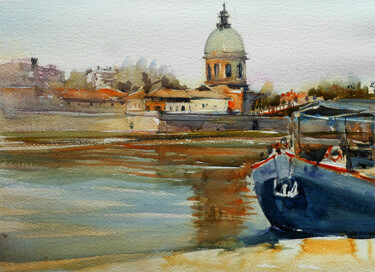 Painting titled "N°2 Toulouse Garonne" by Isabelle Seruch Capouillez, Original Artwork, Watercolor