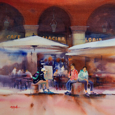 Painting titled "ambiance-arcades Aq…" by Isabelle Seruch Capouillez, Original Artwork, Watercolor