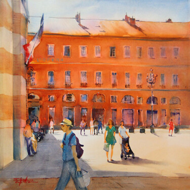 Painting titled "Aquarelle Toulouse…" by Isabelle Seruch Capouillez, Original Artwork, Watercolor