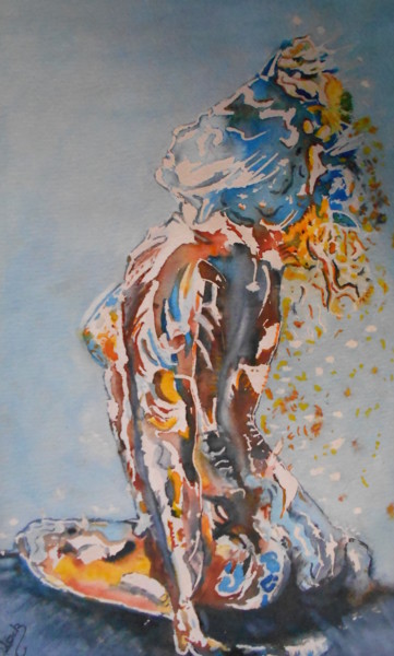 Peinture intitulée "OFFERTE AU CIEL" par Isabelle Stock, Œuvre d'art originale, Aquarelle Monté sur Carton
