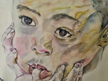 Peinture intitulée "Mon p'tit doigt m'a…" par Isabelle Stock, Œuvre d'art originale, Aquarelle Monté sur Carton