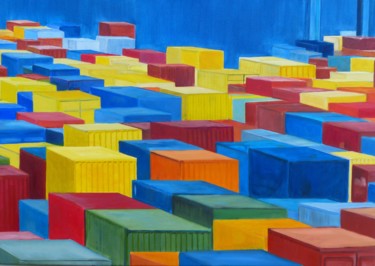 Pintura titulada "C'est dans la boîte…" por Isabelle Thanwerdas, Obra de arte original, Oleo Montado en Bastidor de camilla…