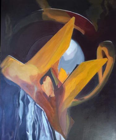 Schilderij getiteld "Ancre" door Isabelle Thanwerdas, Origineel Kunstwerk, Olie Gemonteerd op Frame voor houten brancard
