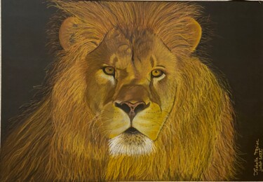 Dessin intitulée "Lion" par Isabelle Tysiac, Œuvre d'art originale, Pastel