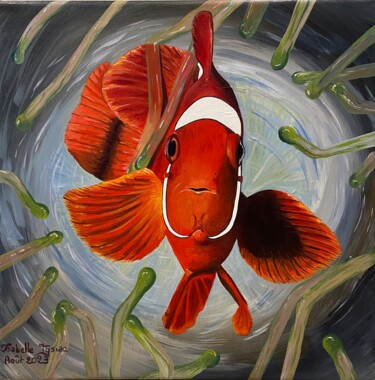 Painting titled "Poisson clown et so…" by Isabelle Tysiac, Original Artwork, Acrylic Mounted on Wood Stretcher frame