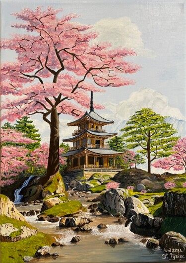 Pintura titulada "Paysage Asiatique" por Isabelle Tysiac, Obra de arte original, Acrílico Montado en Bastidor de camilla de…