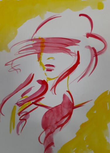 Malerei mit dem Titel "L'emprise" von Isabelle Vautherin, Original-Kunstwerk, Aquarell