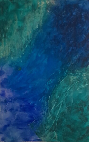 Painting titled "D'une rive a l'autre" by Isabelle Vautherin, Original Artwork, Acrylic Mounted on Wood Stretcher frame