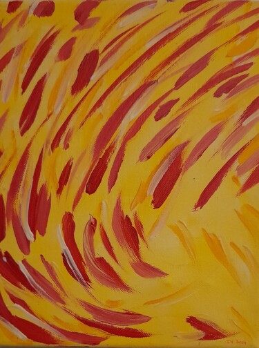 Painting titled "Flammes" by Isabelle Vautherin, Original Artwork, Acrylic Mounted on Wood Stretcher frame