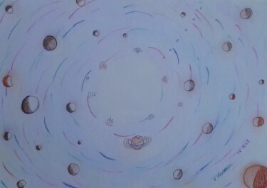 Картина под названием "Constellations" - Isabelle Vautherin, Подлинное произведение искусства, Акварель