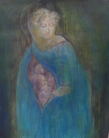 绘画 标题为“La déesse bleue” 由Isabelle Vialle, 原创艺术品, 油