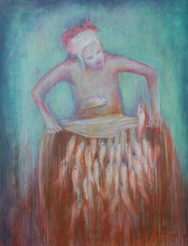 Pittura intitolato "L'élu" da Isabelle Vialle, Opera d'arte originale, Olio Montato su Telaio per barella in legno