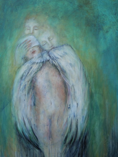 Painting titled "Hannah ou les rêves" by Isabelle Vialle, Original Artwork, Oil Mounted on Wood Stretcher frame